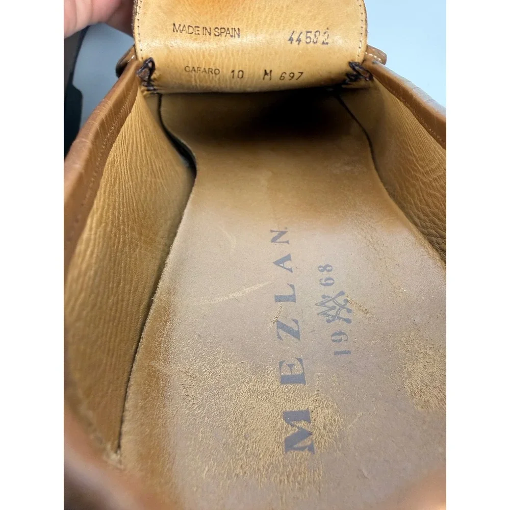 Mezlan Cafaro Brown Genuine Lizard Leather Tassel Loafer Shoes‎ Mens Size 10